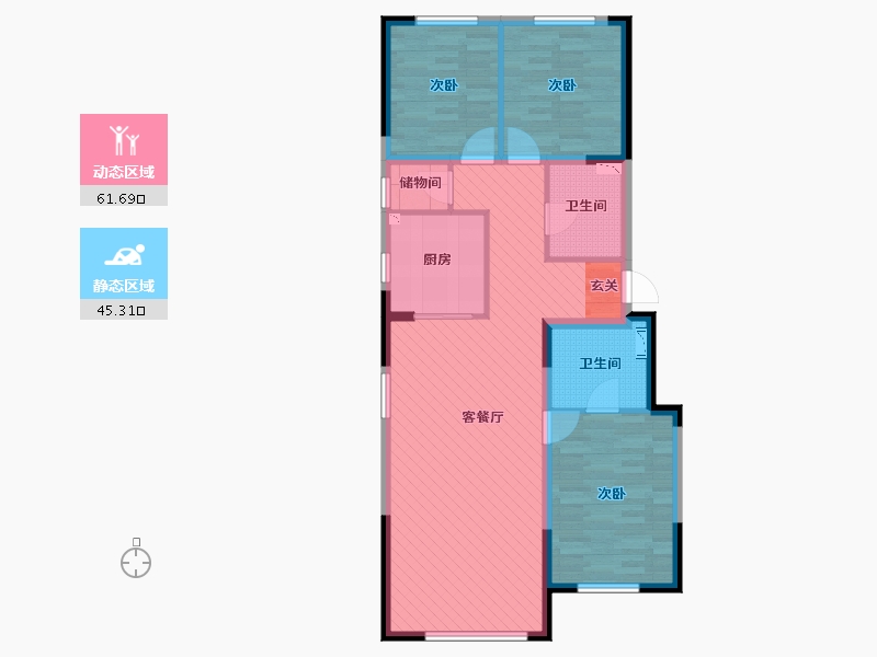 辽宁省-沈阳市-保利香槟国际-95.35-户型库-动静分区