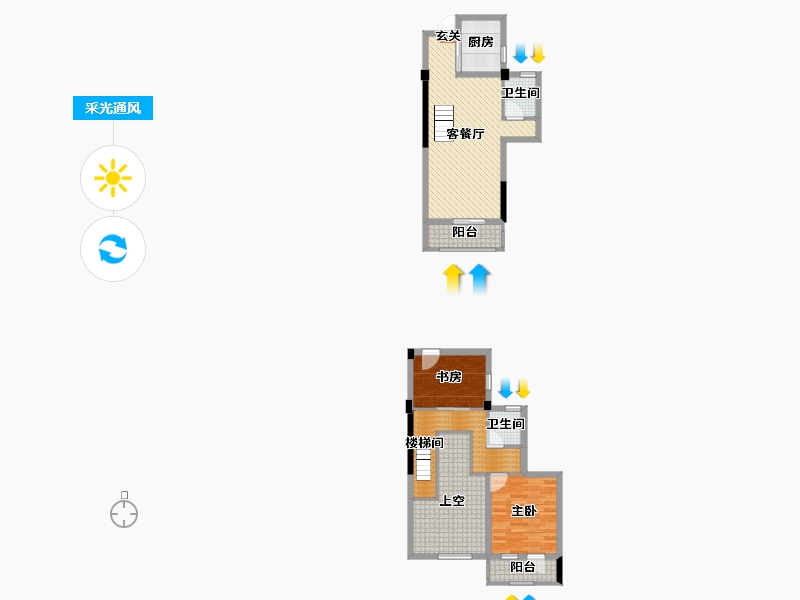 浙江省-杭州市-玉兰花园-90.11-户型库-采光通风