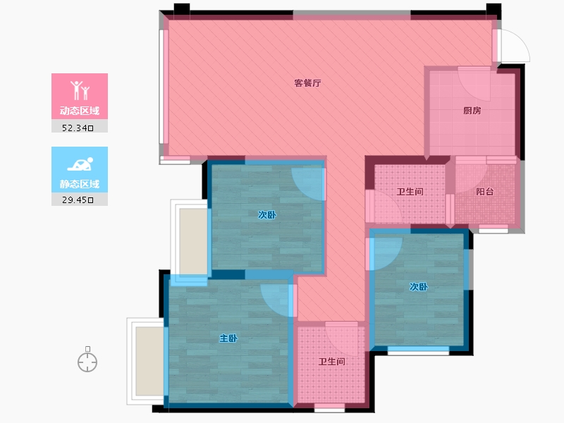 四川省-成都市-上东阳光-二期-70.68-户型库-动静分区