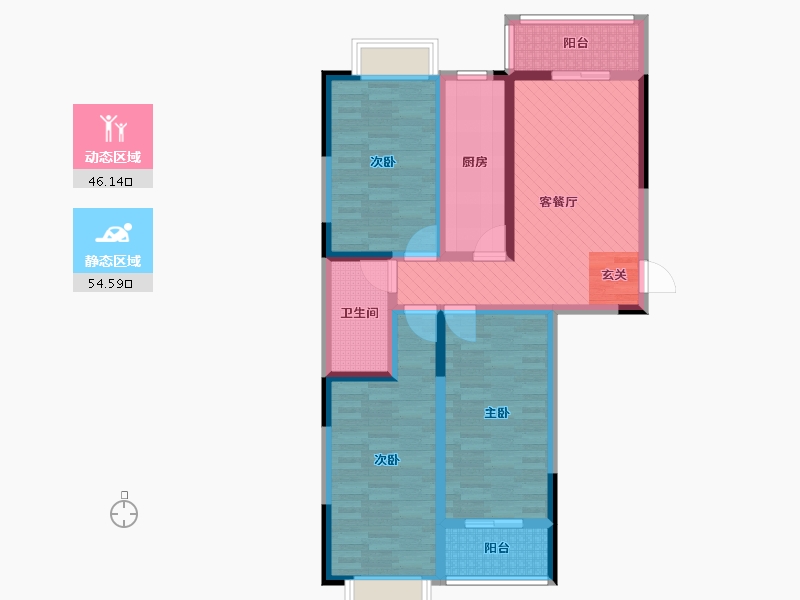 陕西省-咸阳市-枫景苑-86.64-户型库-动静分区