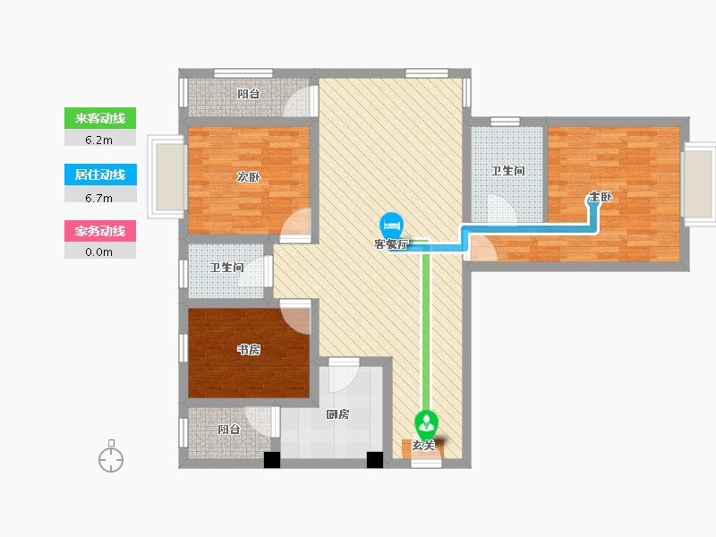 云南省-昆明市-化城二区安置房。户型由西向东进入，户型向东。-91.14-户型库-动静线