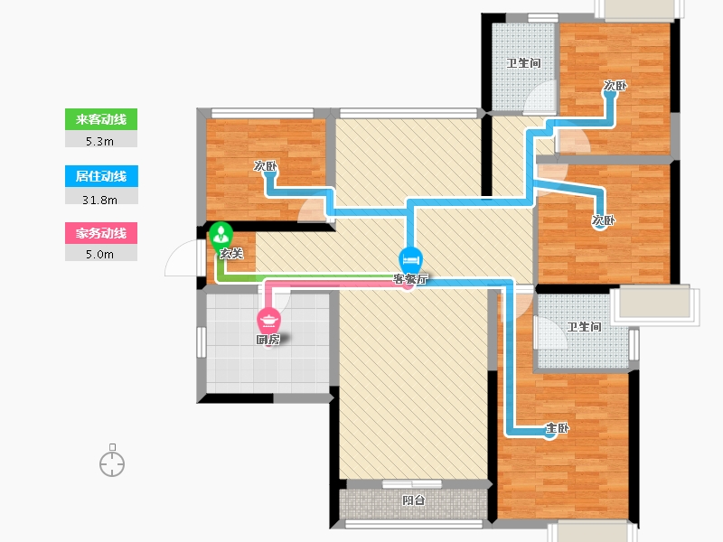 湖北省-黄冈市-时代广场-106.61-户型库-动静线