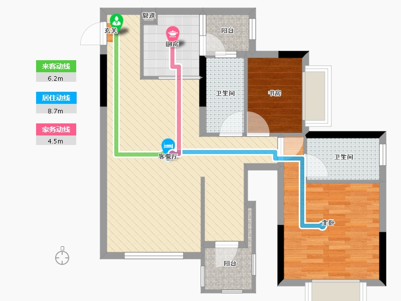 四川省-遂宁市-置信仁湖花园-70.70-户型库-动静线