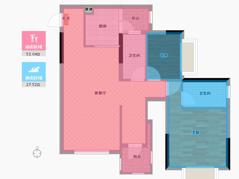 四川省-遂宁市-置信仁湖花园-70.70-户型库-动静分区