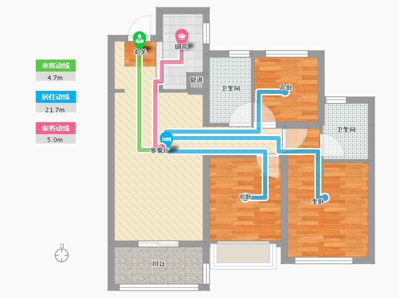 浙江省-杭州市-万科融信(西雅图)-68.59-户型库-动静线