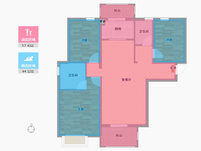 河南省-郑州市-华南城中园-89.60-户型库-动静分区