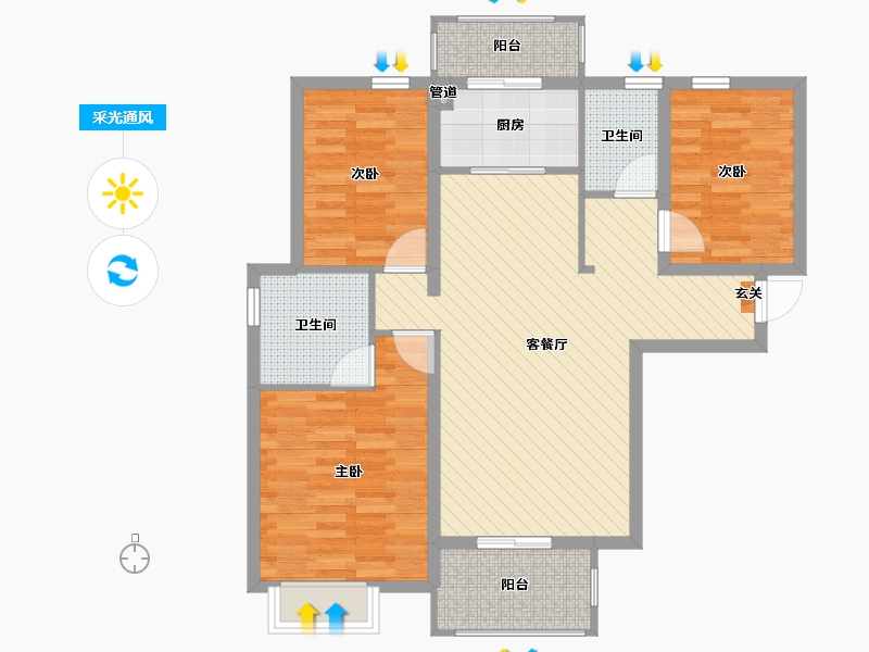 河南省-郑州市-华南城中园-89.60-户型库-采光通风