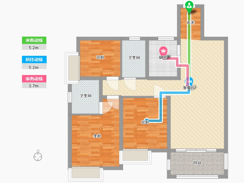 广西壮族自治区-桂林市-清华园-90.00-户型库-动静线