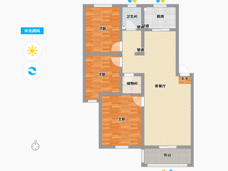 河南省-焦作市-相如小区8号楼-95.22-户型库-采光通风