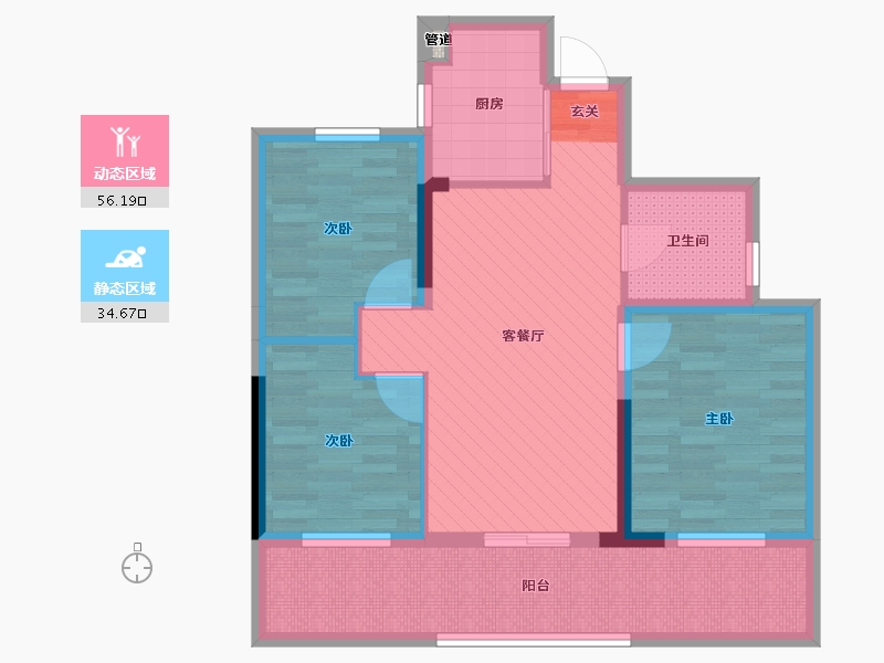 浙江省-杭州市-绿城玉兰花园-79.83-户型库-动静分区