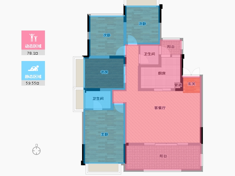 四川省-成都市-蓝光公园华府-120.23-户型库-动静分区