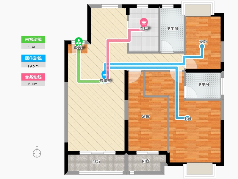 湖北省-黄石市-万广城东一品-105.38-户型库-动静线