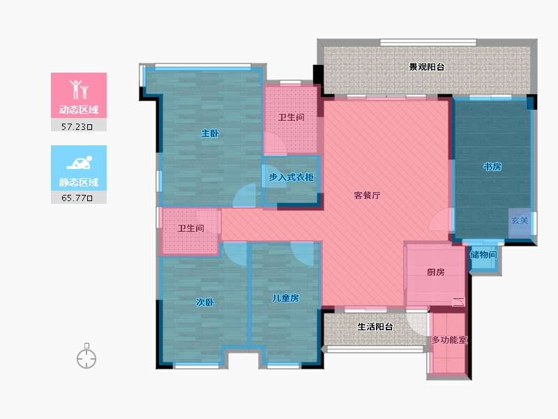 广西壮族自治区-钦州市-皇庭天麓湖-126.44-户型库-动静分区