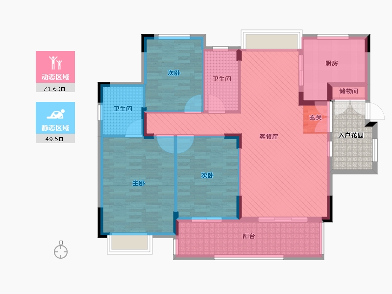 湖北省-荆门市-承天壹号院-114.38-户型库-动静分区