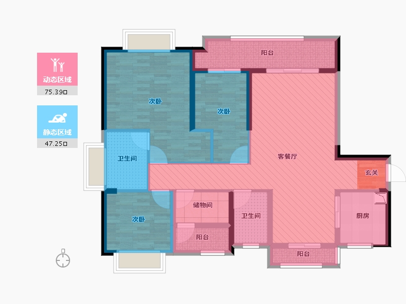 广东省-佛山市-敏捷-106.95-户型库-动静分区