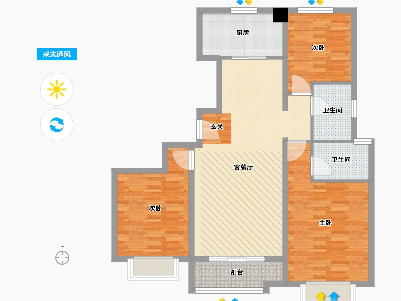 山东省-莱芜市-泰和嘉园-91.45-户型库-采光通风