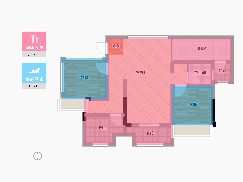 重庆-重庆市-鲁能领秀城-64.59-户型库-动静分区