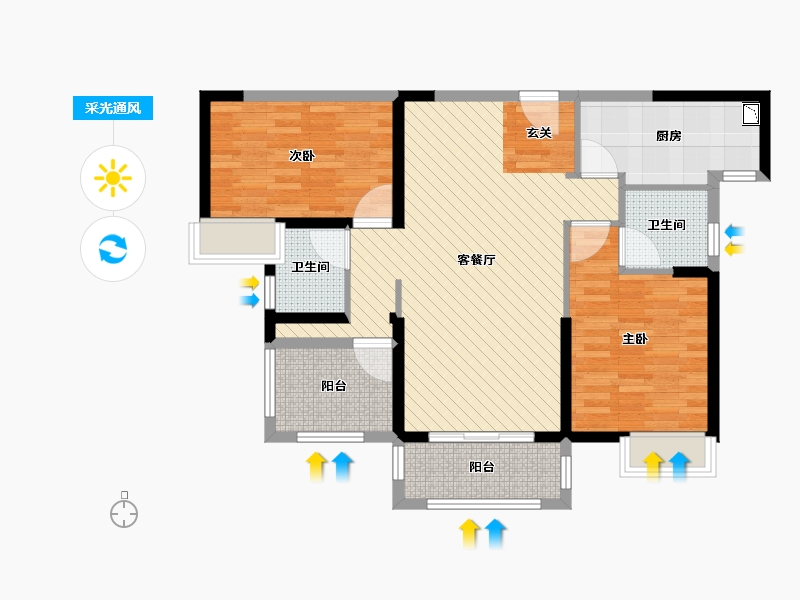 福建省-泉州市-建发珑玥湾-86.40-户型库-采光通风