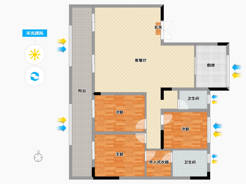 安徽省-芜湖市-伟星玖樟台-144.61-户型库-采光通风