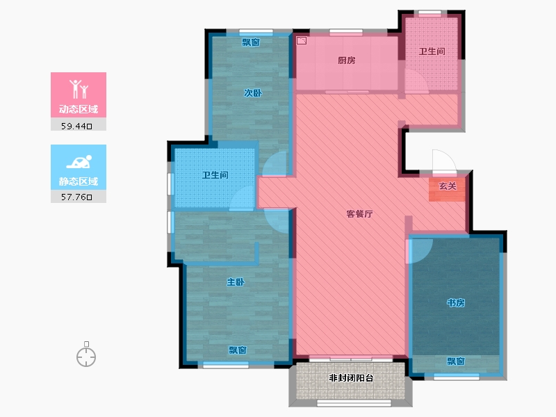 辽宁省-沈阳市-融创中央学府-109.00-户型库-动静分区