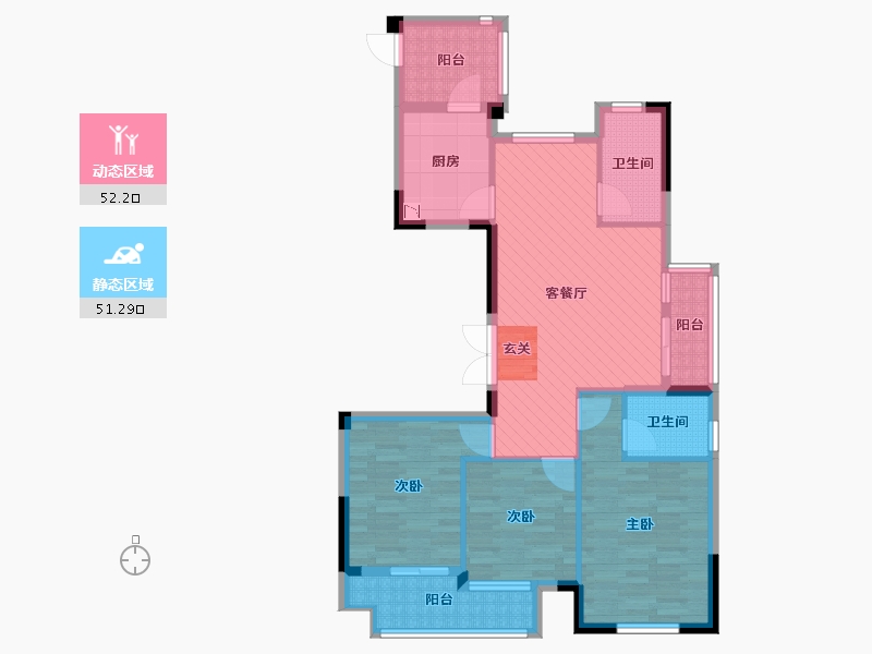 浙江省-台州市-学景名苑-90.80-户型库-动静分区