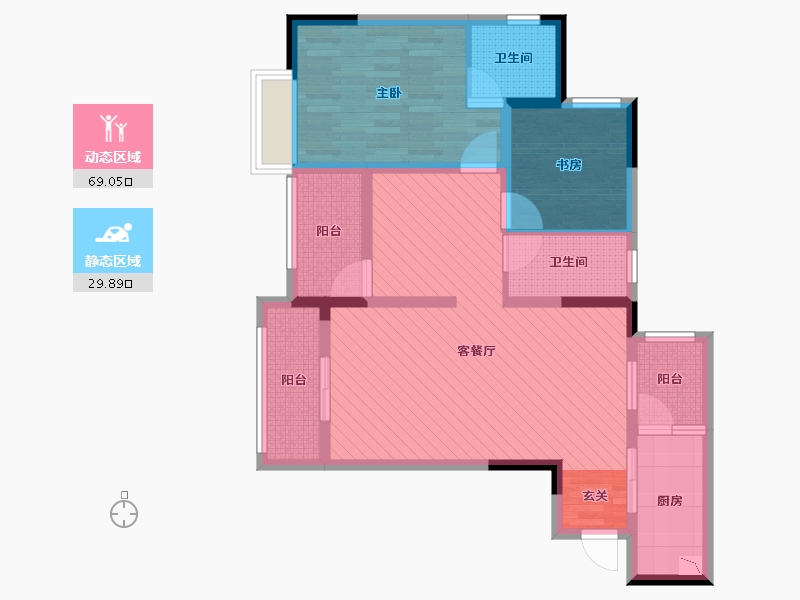 重庆-重庆市-上城中央-85.49-户型库-动静分区