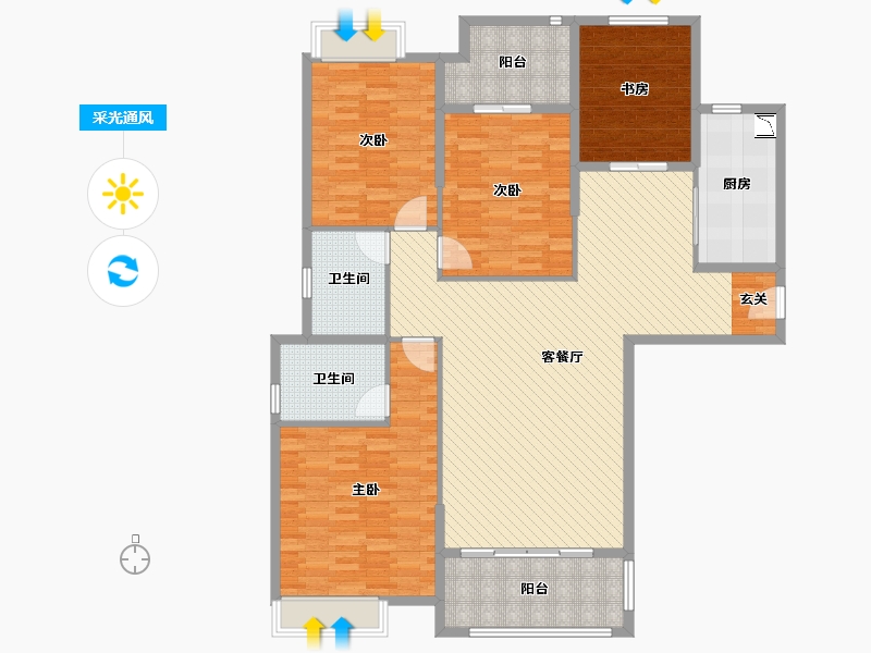 福建省-泉州市-百信御江帝景2期-149.77-户型库-采光通风