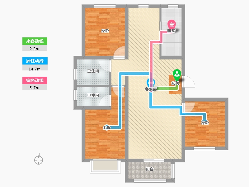 河北省-沧州市-东方名都-90.74-户型库-动静线