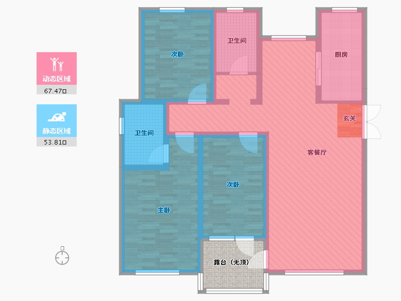 辽宁省-丹东市-博恩御山水-112.88-户型库-动静分区