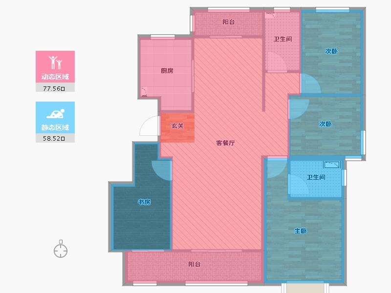 山东省-泰安市-华新山水居-123.20-户型库-动静分区