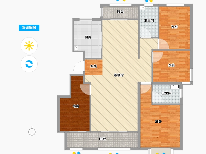 山东省-泰安市-华新山水居-123.20-户型库-采光通风