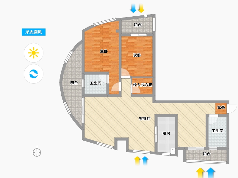 江苏省-南通市-七星花园-113.16-户型库-采光通风