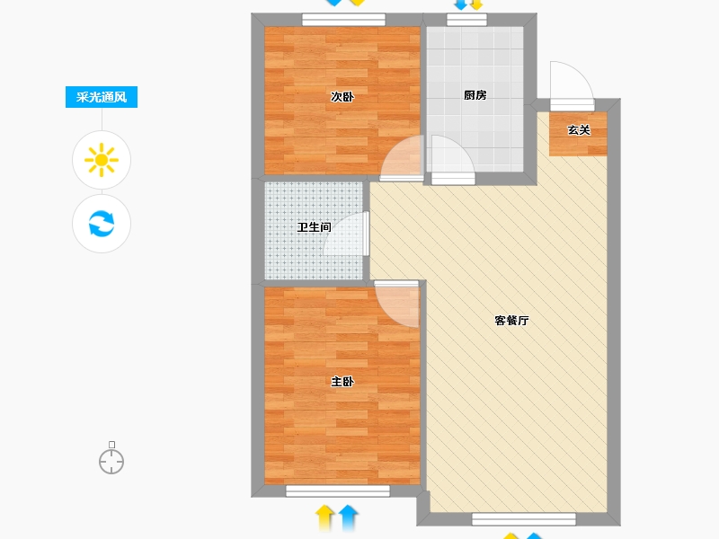 辽宁省-大连市-恒峰天泉小镇-56.00-户型库-采光通风