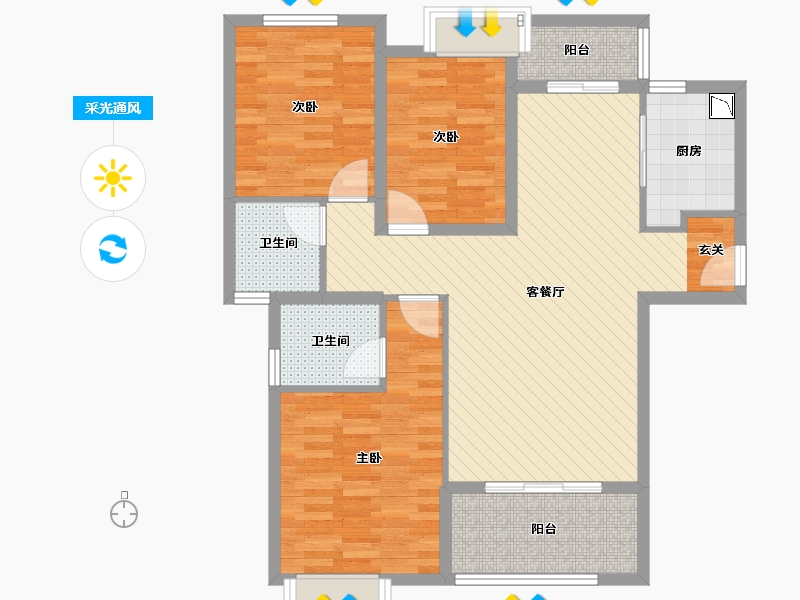 福建省-泉州市-禹洲城市广场-95.00-户型库-采光通风