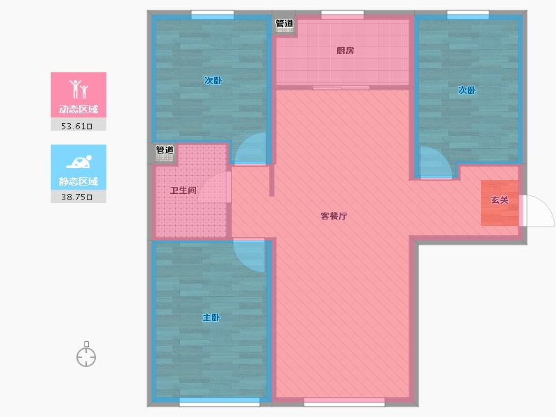 黑龙江省-哈尔滨市-鲁商凤凰城-83.00-户型库-动静分区