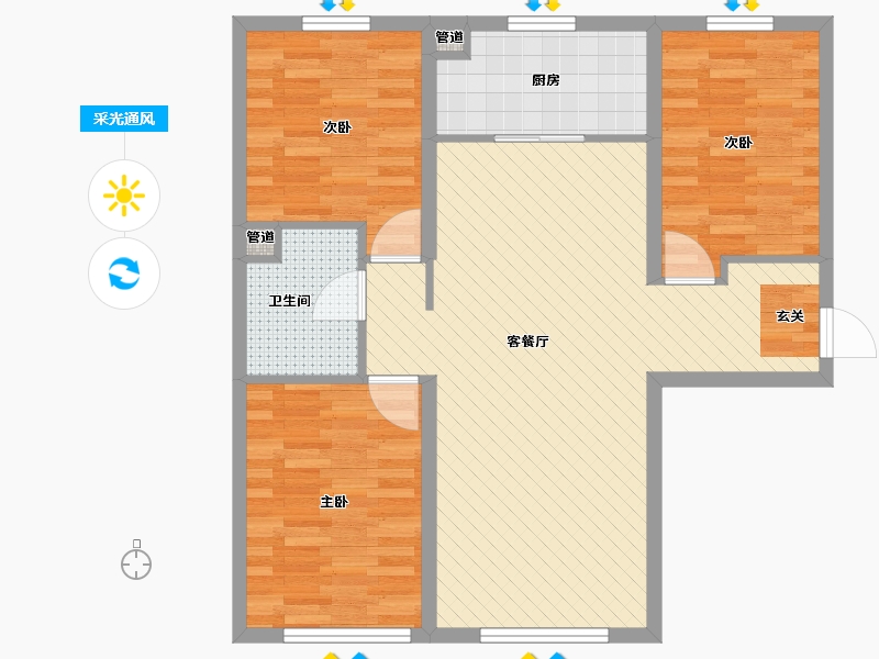 黑龙江省-哈尔滨市-鲁商凤凰城-83.00-户型库-采光通风