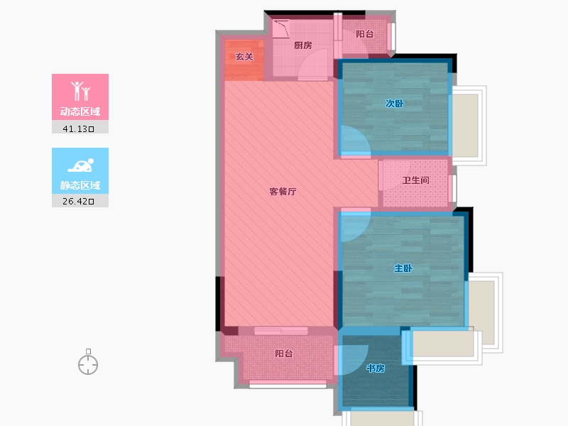 重庆-重庆市-江润地中海-57.47-户型库-动静分区