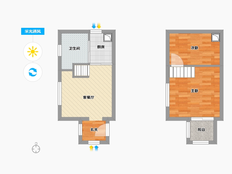 河北省-廊坊市-三九街区loft-43.20-户型库-采光通风