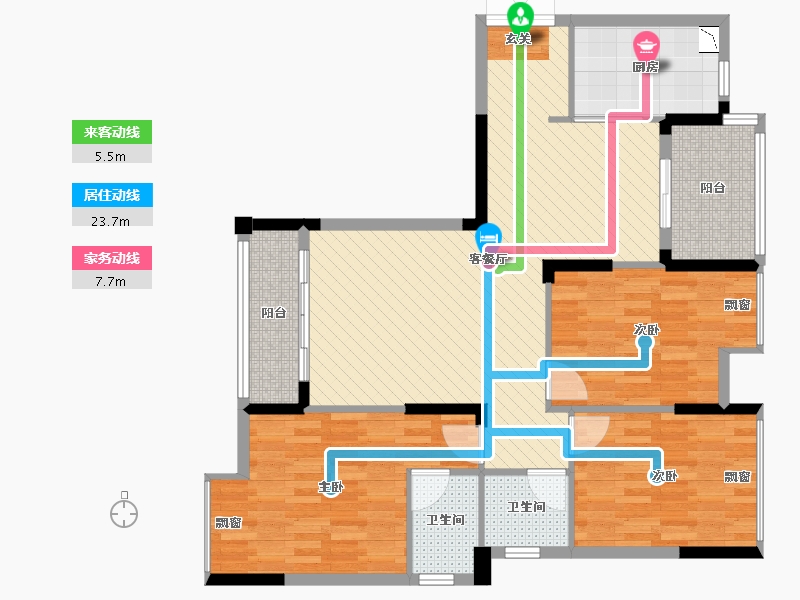 湖南省-长沙市-兴康同和家园-101.91-户型库-动静线