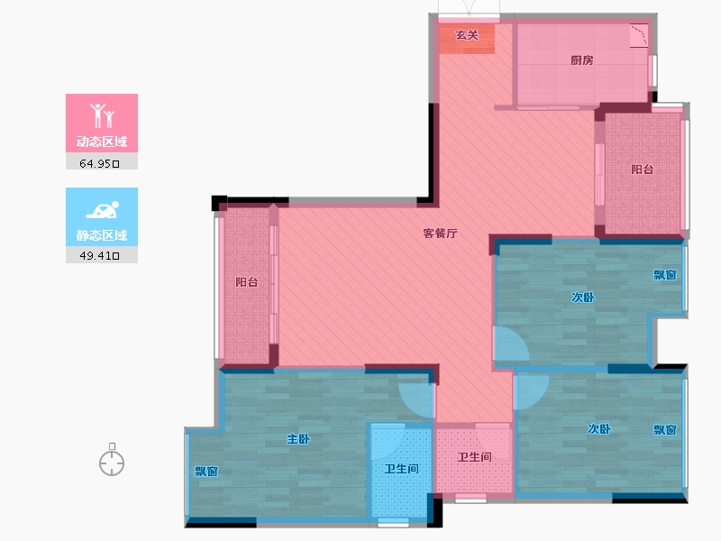 湖南省-长沙市-兴康同和家园-101.91-户型库-动静分区