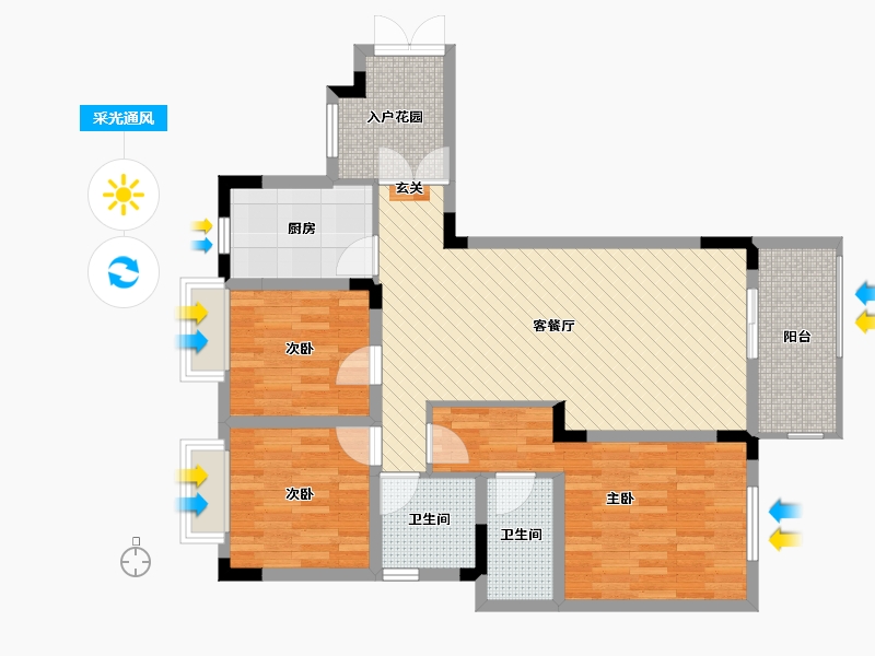 重庆-重庆市-香林豪郡一期-94.86-户型库-采光通风