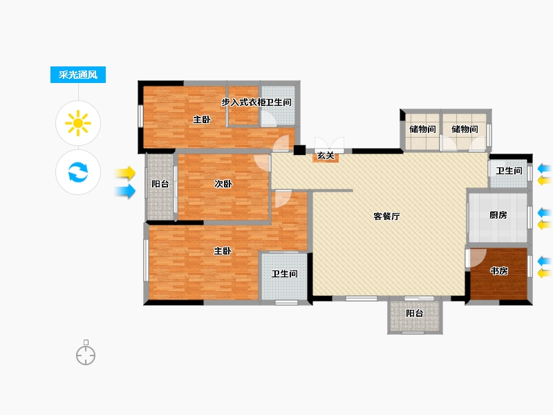 浙江省-金华市-浦阳一号-176.00-户型库-采光通风