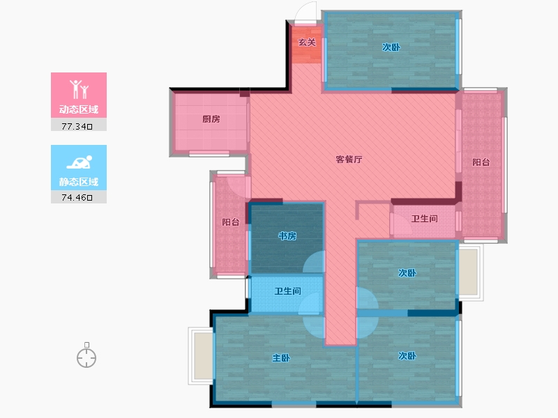 广西壮族自治区-南宁市-鸣城佳园-135.10-户型库-动静分区