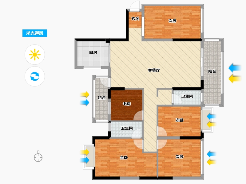 广西壮族自治区-南宁市-鸣城佳园-135.10-户型库-采光通风