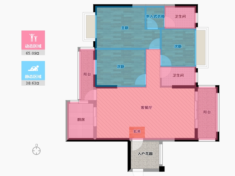 广西壮族自治区-南宁市-宏建庄园中路东三里53号楼-96.54-户型库-动静分区