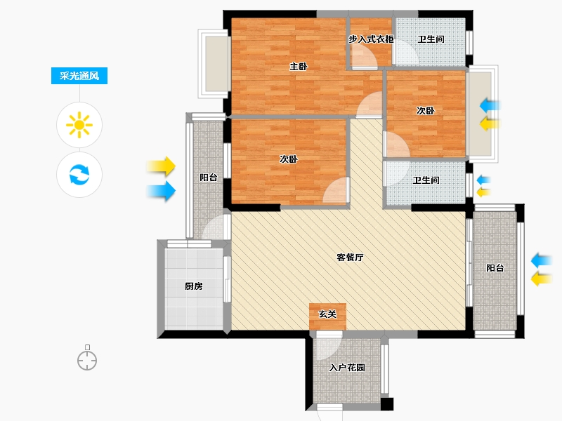 广西壮族自治区-南宁市-宏建庄园中路东三里53号楼-96.54-户型库-采光通风