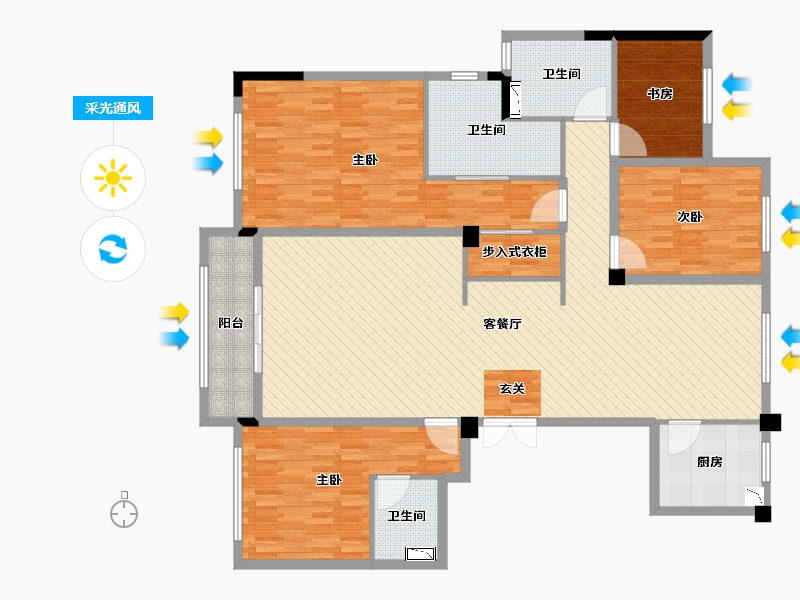 浙江省-金华市-浦阳一号-172.00-户型库-采光通风