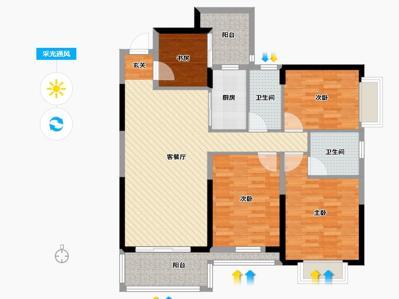 广西壮族自治区-钦州市-阳光之春-98.37-户型库-采光通风