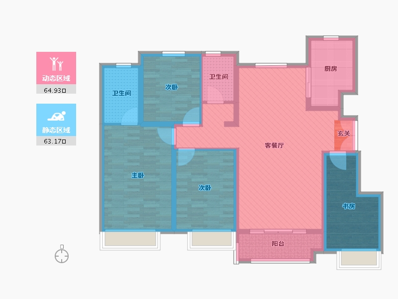 河北省-唐山市-恒泰悦璟府-112.54-户型库-动静分区