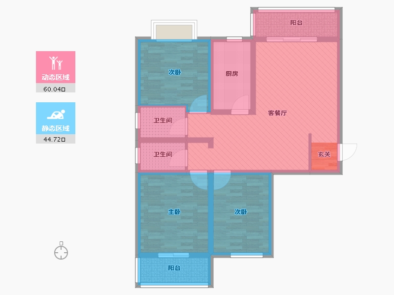 陕西省-安康市-丽都家园-90.84-户型库-动静分区